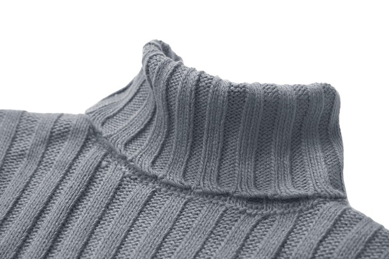 Gafeng Mens Turtleneck Sweaters Winter Thick Ribbed Knit Loose Fit Chunky Thermal Cable Pullover Knitwear (Large, A-Dark Gray) - Image 4